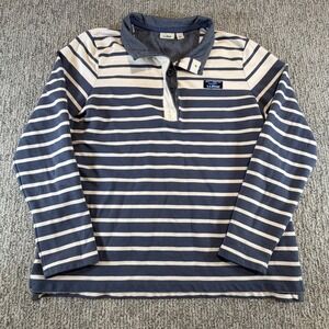 L.L.Bean Rubgy Shirt Mens Large L Blue White Striped Long Sleeve Cotton Y2K